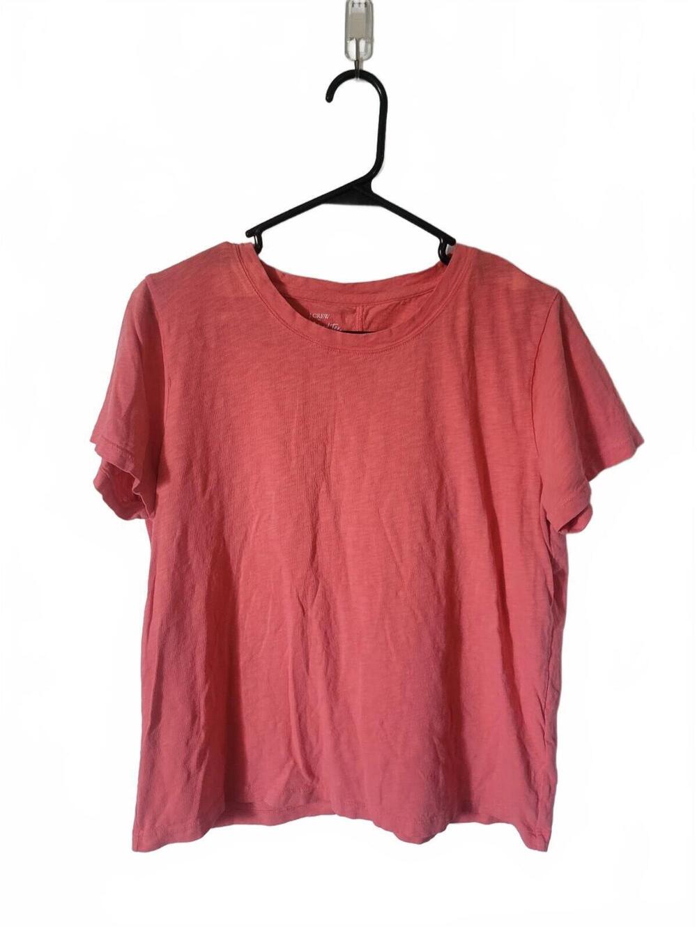 J Crew Girlfriend Tee 100% Cotton Pink Coral Short Sleeve Top Women's Size L